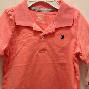 NWT 24mo Carters, pink, polo onesie